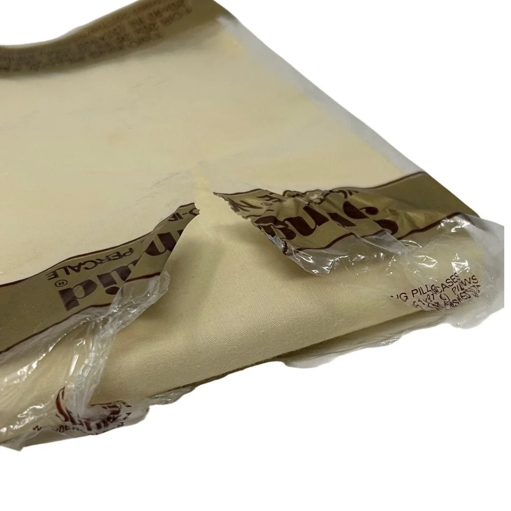 Springmaid Wondercale King Pillowcase Set 2pc Cream Yellow Percale Vintage USA